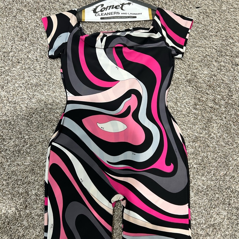 Emilio Pucci Pink and Black Swirl Jumpsuit